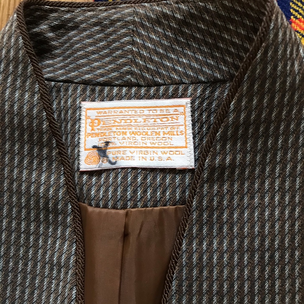 Pendleton Vintage Wool One Button Blazer Grey - image 4